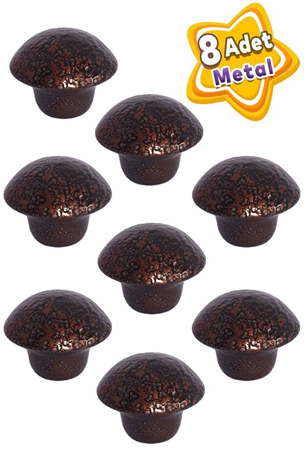 8Pcs Copper Mushroom Button Handle Furniture Drawer Cabinet Door Handle Metal Handle Accessories with Screw