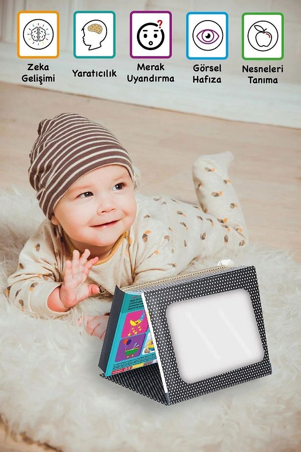 Fileli Bultak Tummy Tıme Aynalı Ilk Zeka Kartları- Tırtıl Bebek Piyano 3lü Set Toplam 30 Parça - 6