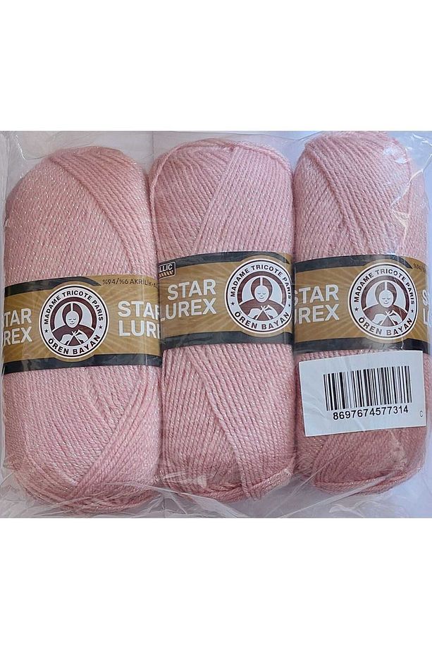 Star Lurex Metalik El Örgü Ipi 100g 001 Y Pembe - 1