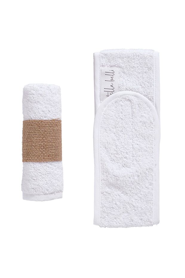 Set of 2 for Women & Men Yoga Spa Athlete - Hair Band and 30X30 cm White Bandana