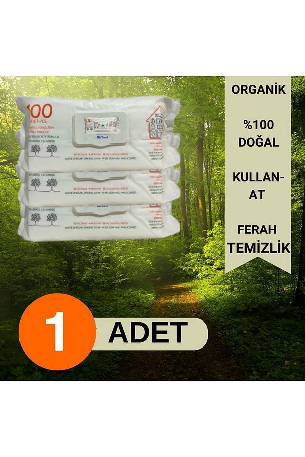 100 Adet - Yüzey Temizlik Havlusu - 1 Paket - Kullan At- Paraben - Sls Içermez- Organik - 1