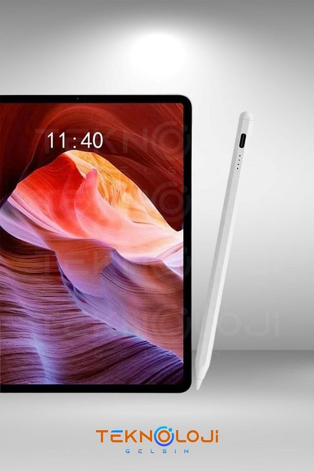 Stylus Pen Dokunmatik Tablet Kalemi iOS Android Windows Uyumlu Yedek Uç Hediyeli Yeni Nesil Type-C - 8