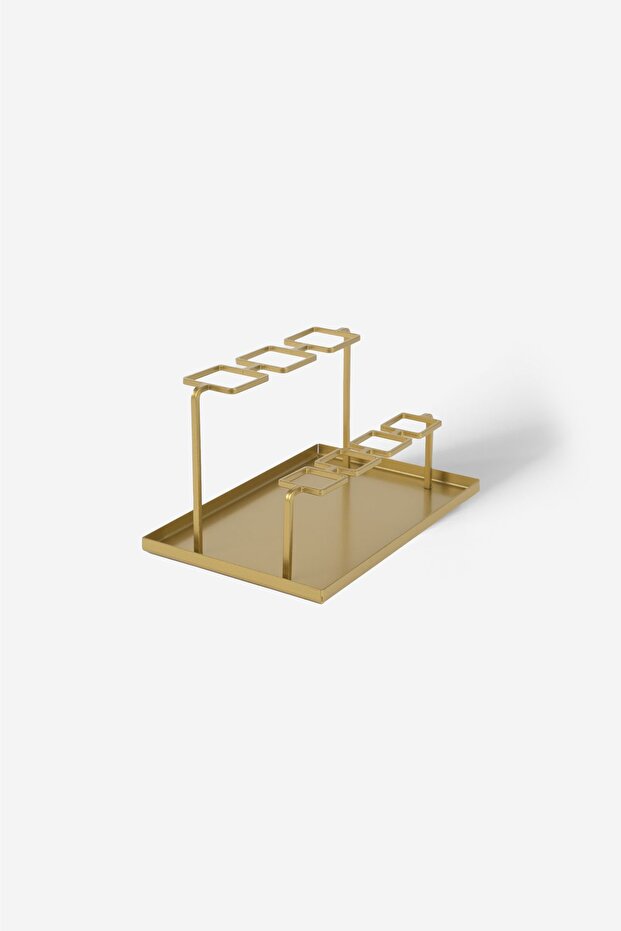 Geometric Gold Metal Organizer - Pen & Brush Organizer - Carre