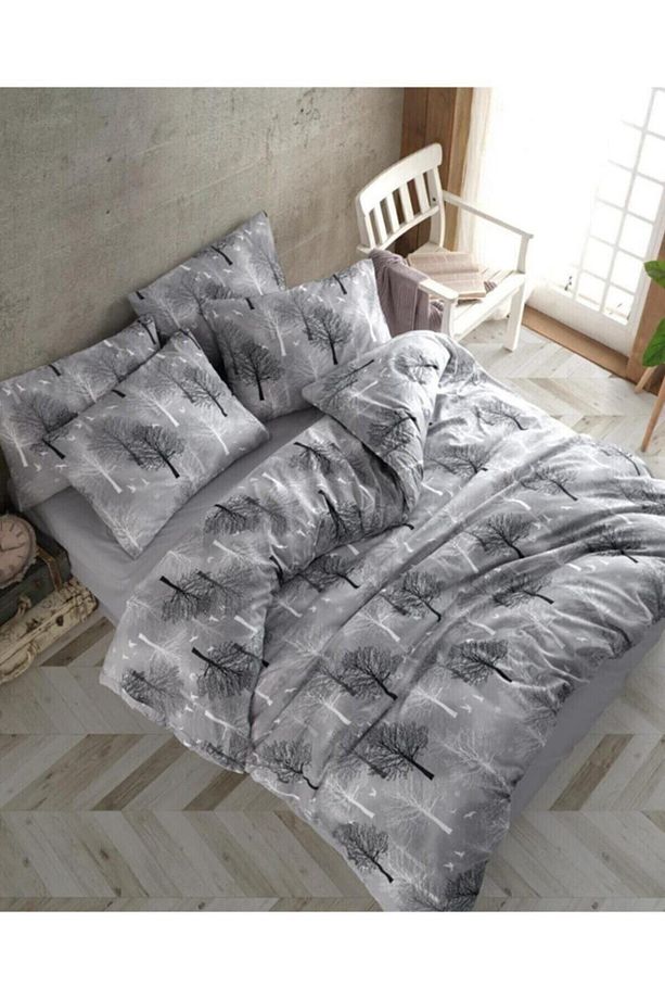 Cotton Gri Ağaç Tek Kişilik Nevresim Seti Yeni14533 - 3