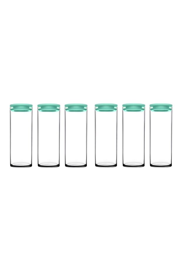43756 Vacuum Glass Jar - Glass Food Storage Container Set of 6 Turquoise