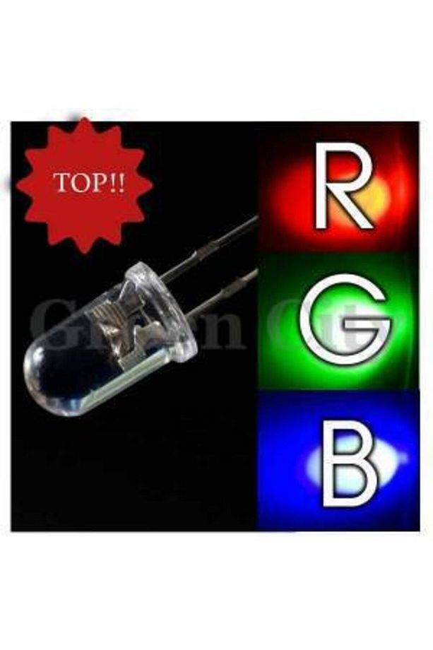 10 Adet 5mm 2 Pin Rgb Led Flash Fast Hızlı Mantar Tip Led Arduino - 1