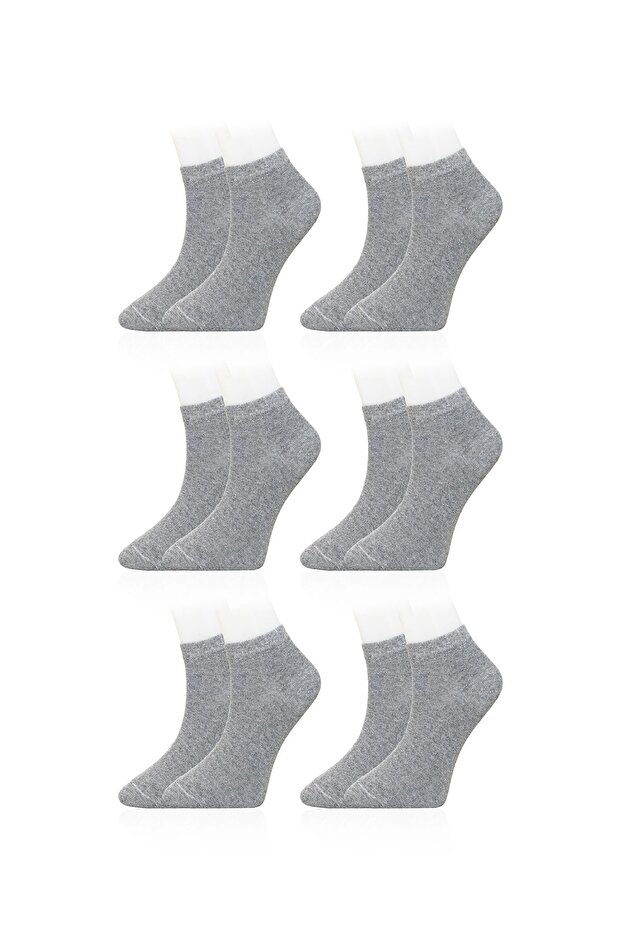 Set of 6 Unisex Gray High Quality Cotton Comfortable Booties Socks