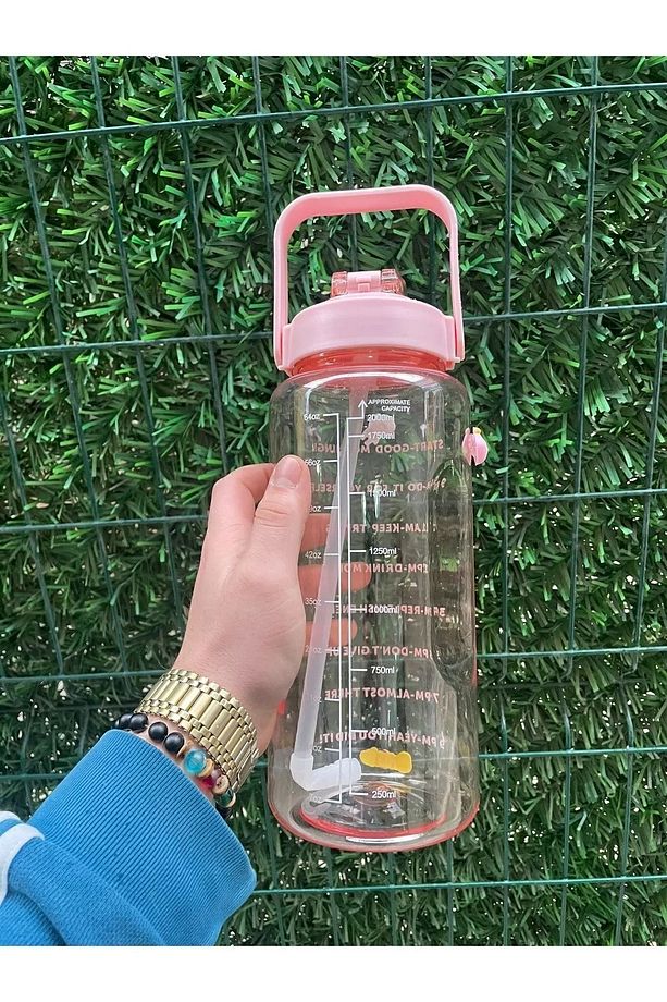 Şeffaf Motivasyon Matara 2000 ml Suluk Su Şişesi - Bpa Içermez - 3