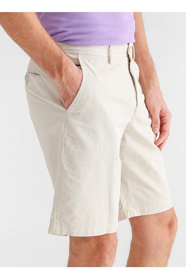 Düşük Bel Basic Bej Erkek Bermuda Şort Oslo - 5