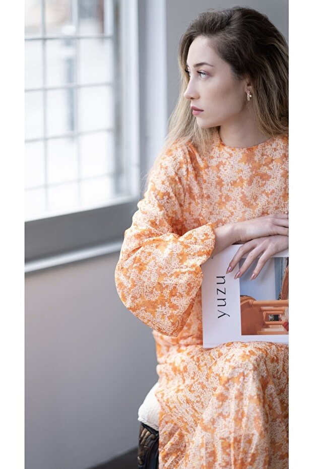 Nilova Modest Turuncu Elbise - 2