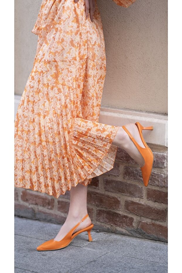 Nilova Modest Turuncu Elbise - 4