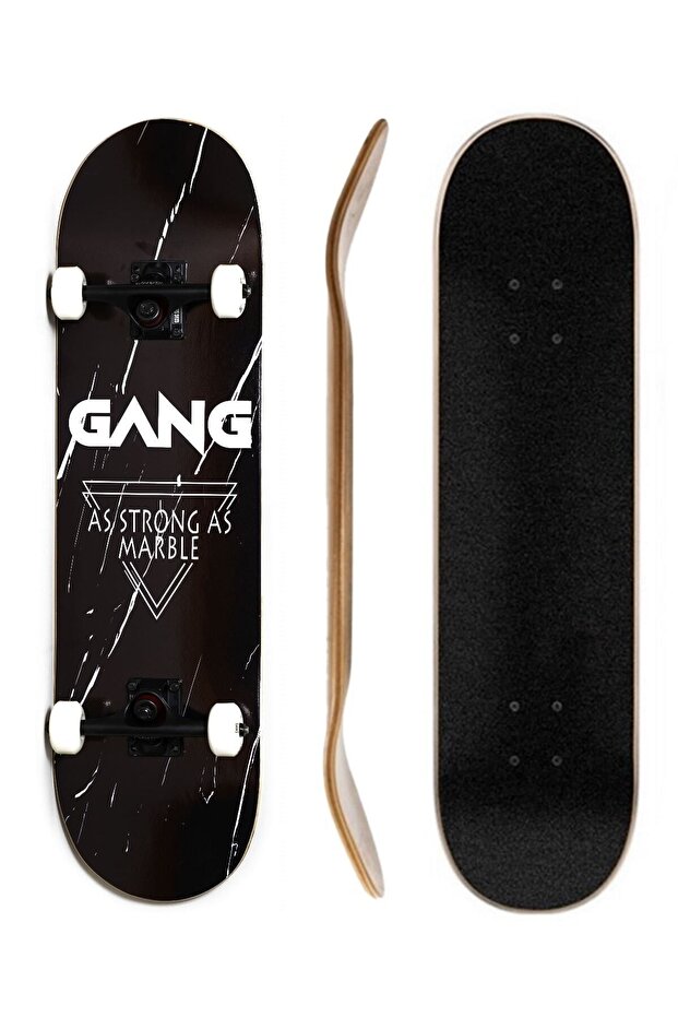 Gang Skateboard 8.0 Marble Black Complete Profesyonel Kaykay