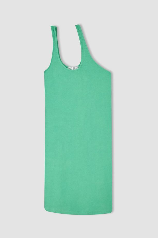 Coool Bodycon Tek Omuzlu Kaşkorse Basic Düz Mini Elbise Y7766az22hs - 5
