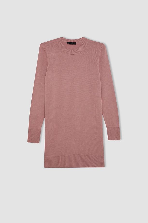 Regular Fit Bisiklet Yaka Yırtmaçlı Basic Düz Triko Kazak Tunik H3431az24au - 8