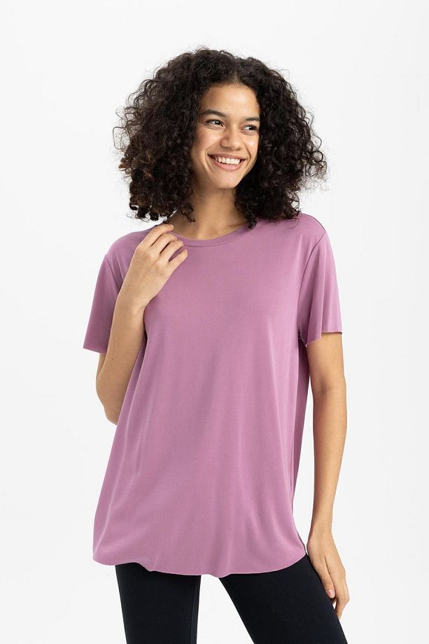 Fit Oversize Modal Bisiklet Yaka Sporcu Kısa Kollu Tişört B5536ax24sp - 4
