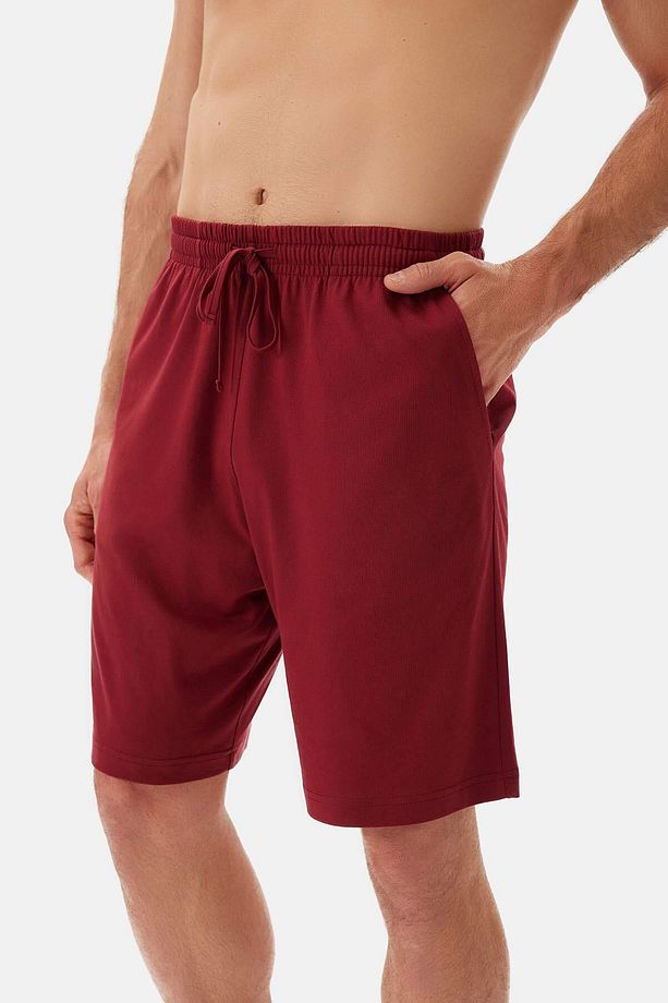 Lacivert Yarım Patlı Kısa Kollu Şort Pijama Takımı - 5
