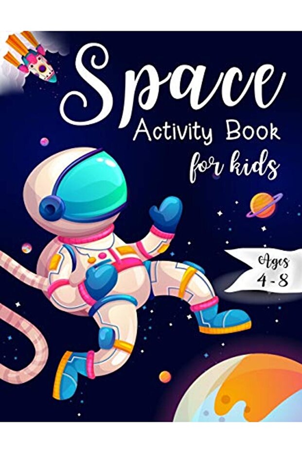 Space Activity Book For Kids Ages 48 Space Mazes Game Cut And Glue Game And Coloring Page