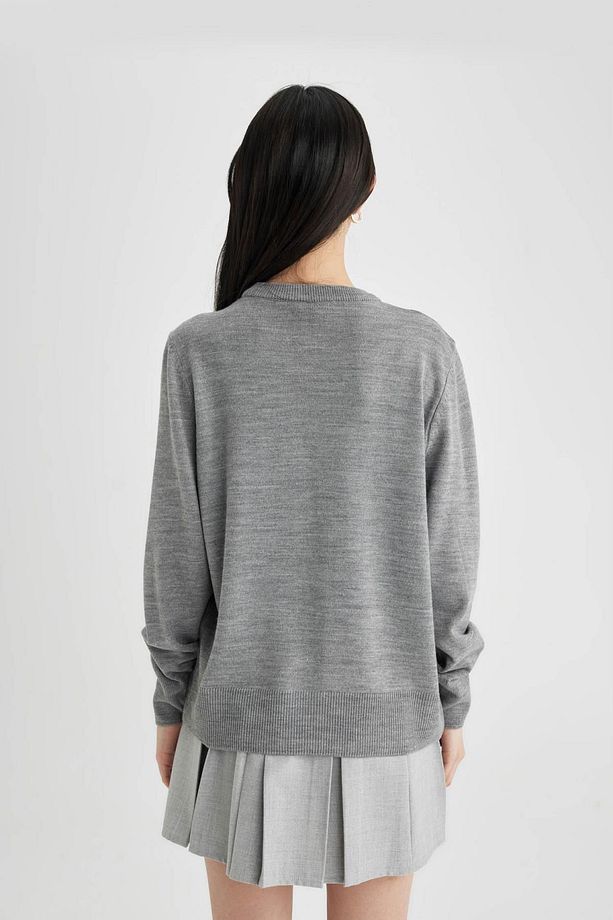 Regular Fit Yumuşak Dokulu Bisiklet Yaka Basic Düz Triko Kazak C0058ax24wn - 6