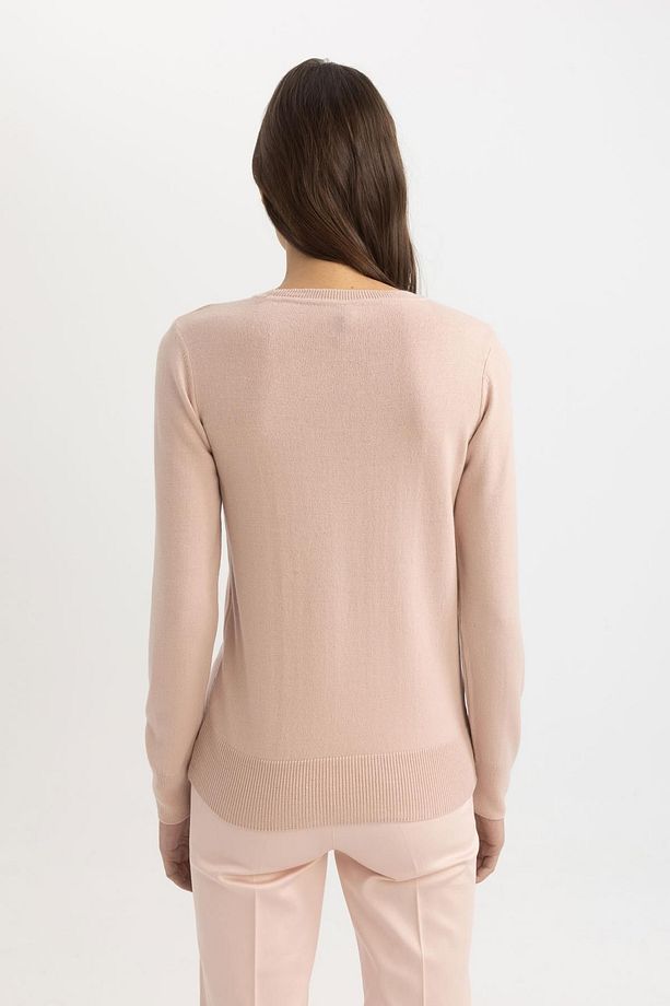 Regular Fit Yumuşak Dokulu Bisiklet Yaka Basic Düz Triko Kazak F7091az24wn - 5