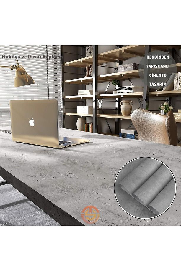 60cm×100cm Kendinden Yapışkanlı Çimento Görünümlü Duvar Kağıdı Dolap Masa Tezgah Kaplama - 4