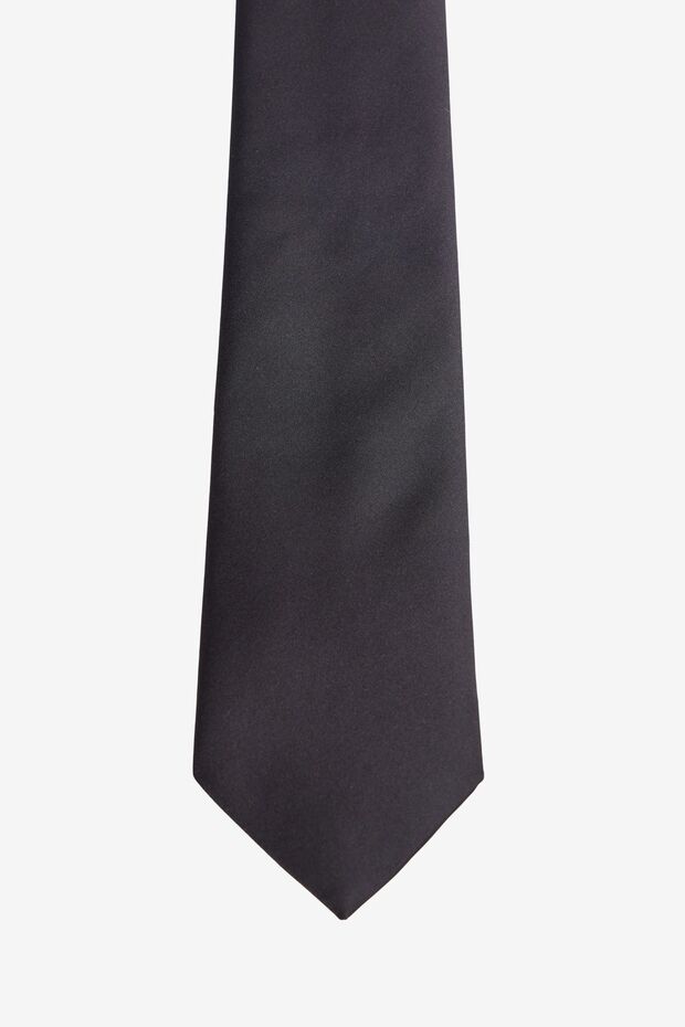 Men's Black Patternless Tie - 2