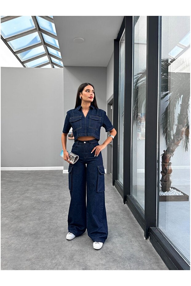 Washable Cargo Pocket Denim Set