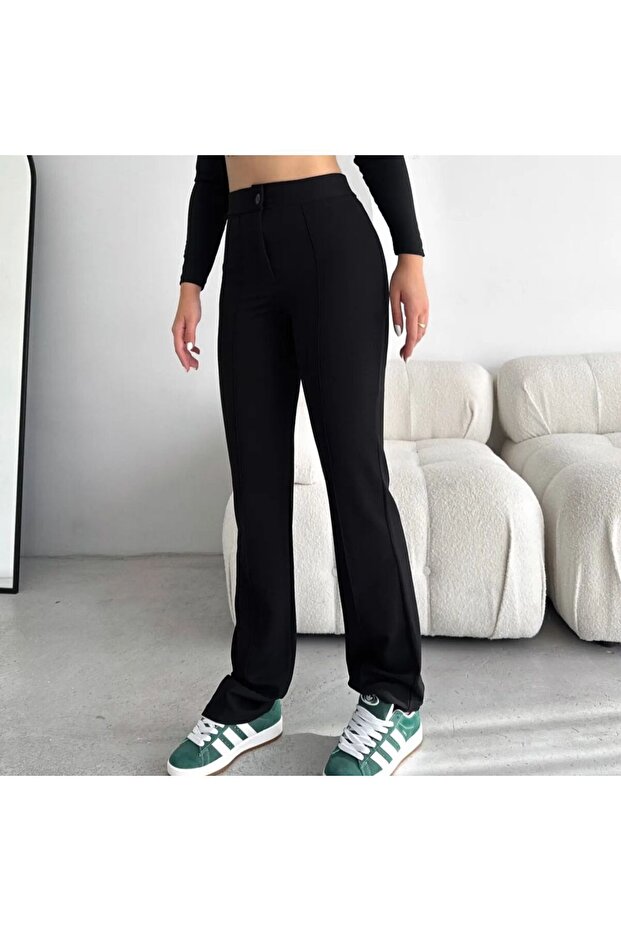 İspanyol Paça Likralı Şık Pantoolon - 7