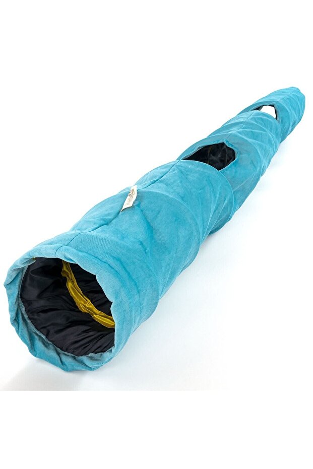 Foldable Tall Velvet Cat Tunnel (Turquoise)