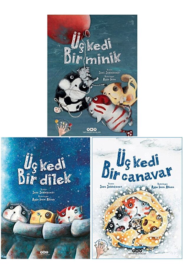 Sara Şahinkanat 3 Book Set / Three Cats One Little & # 43; Three Cats a Wish & # 43; Three Cats One Monster