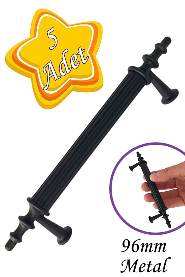 5 Pieces Erciyes Handle Black 96 mm Handle Furniture Kitchen Cabinet Drawer Cabinet Door Handle Handle Metal Handle