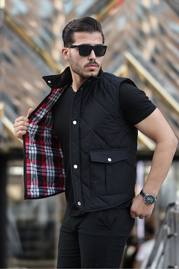 Men's Quilted Snap Fastener Vest Seasonal