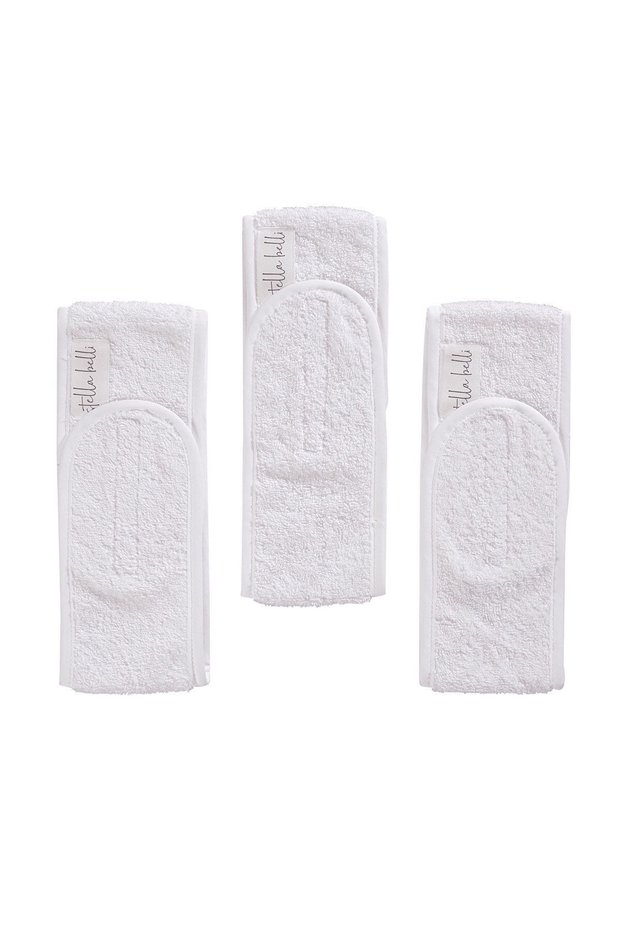 3 Pieces White Hair Band - Women's and Men's Yoga Spa Sweat Sports Makeup Bandana with Velcro Headband