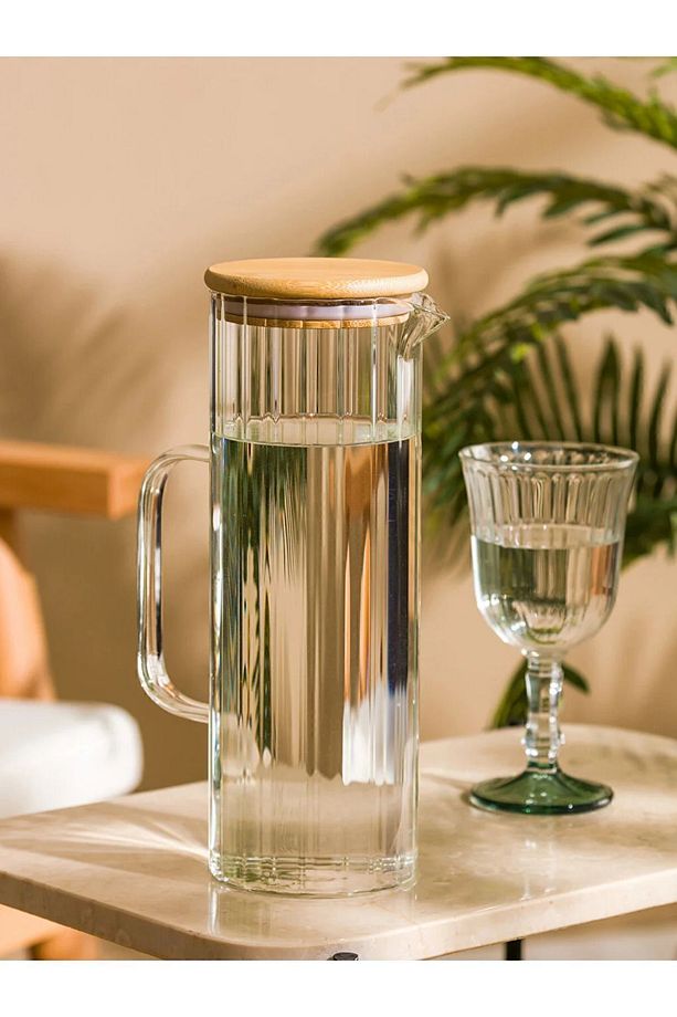 Lcw Home Bambu Kapaklı Cam Sürahi 1200 ml - 5