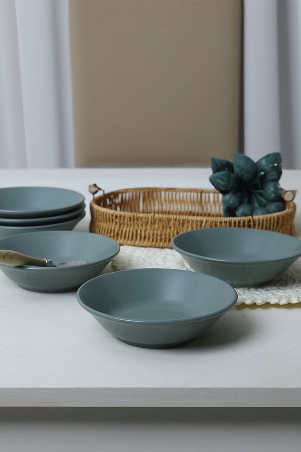 Mat Yeşil Hitit Yemek Tabağı 18 Cm 6 Adet 322 - 1
