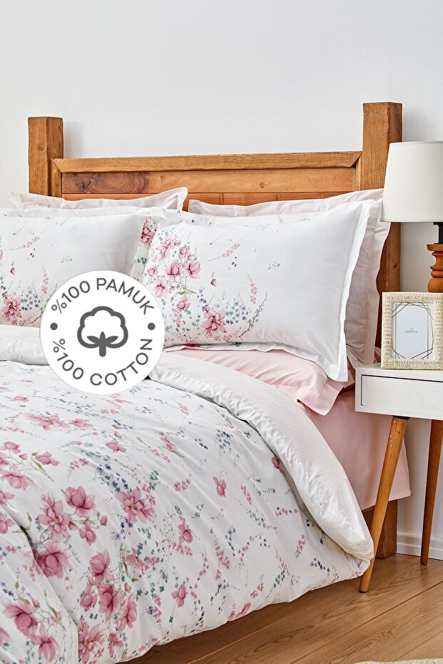 Dalila Pink 100% Cotton Double Duvet Cover Set