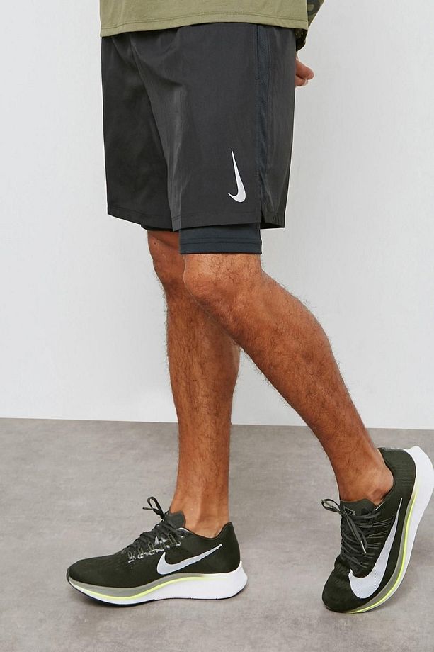 Challenger7 2 In 1 Running Shorts Taytlı Siyah Koşu Şortu - 1