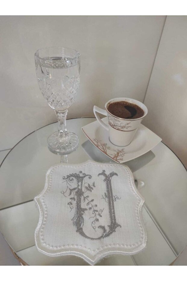 Letter Cocktail Napkin Silver "ü" Letter Single