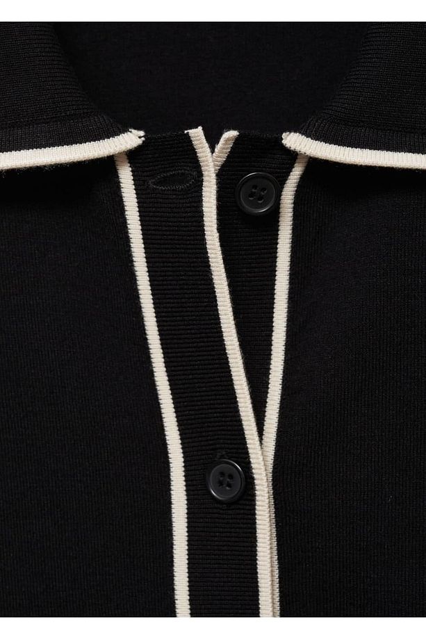 Kontrast Renkli Siyah Oversize Hırka - 5