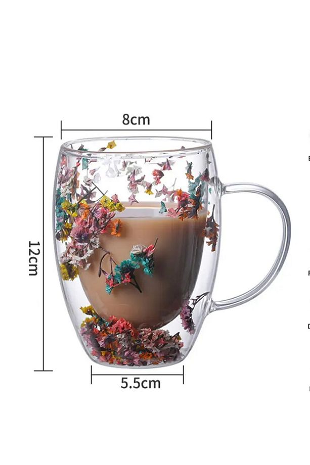 Çift Çıdarlı Çiçekli Bardak 350 Ml. - 3