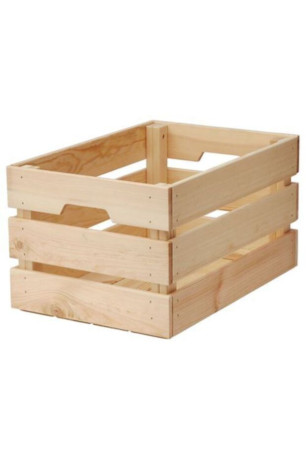 صندوق ديكور مقاس 46x31x25 سم، صندوق تنظيم المنزل من خشب الصنوبر ميريديندوكان، سلة من خشب الصنوبر الصلب