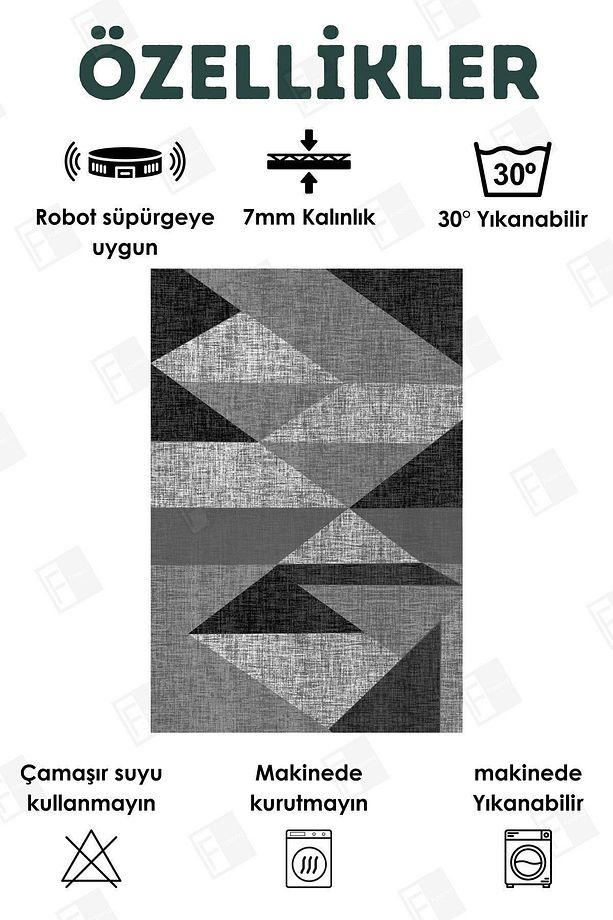 Dijital Baskılı Dört Mevsim Yıkanabilir Kaymaz Taban Çocuk Halısı,yolluk,mutfak Ve Salon Halısı (1) - 3