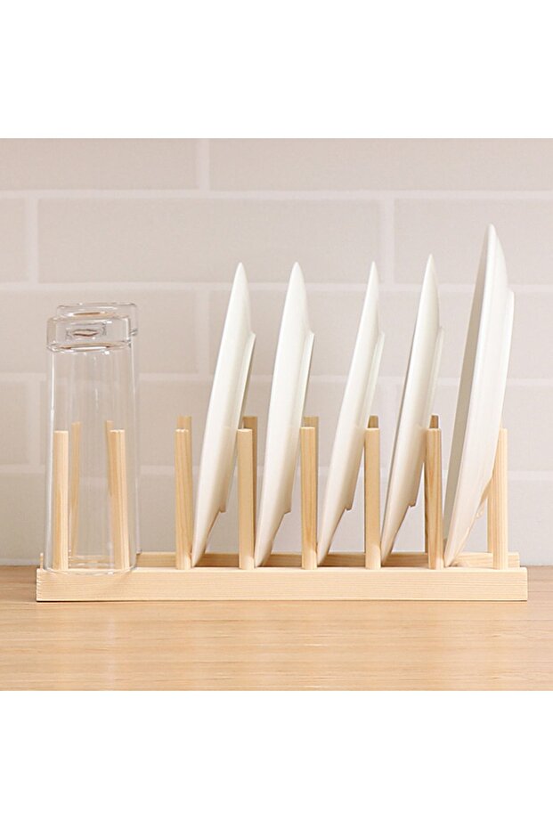 Diy储物柜竹沥水架木制盘子架碗碟架厨房收纳架盘子/切割盘... - 1