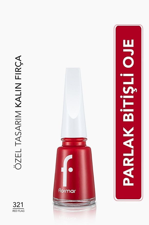 Klasik Parlak Bitişli Yüksek Pigmentli Oje - Nail Enamel- 321 Red Flag New- 8682536035903 - 1