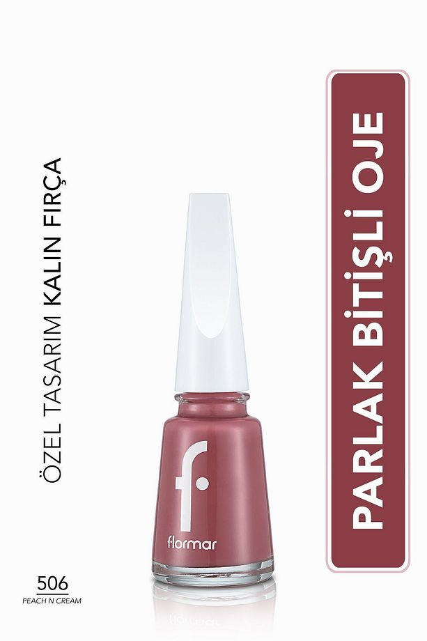 Nail Enamel Yüksek Pigmentli & Parlak Bitişli Oje Fne-506 Peach N Cream - 1