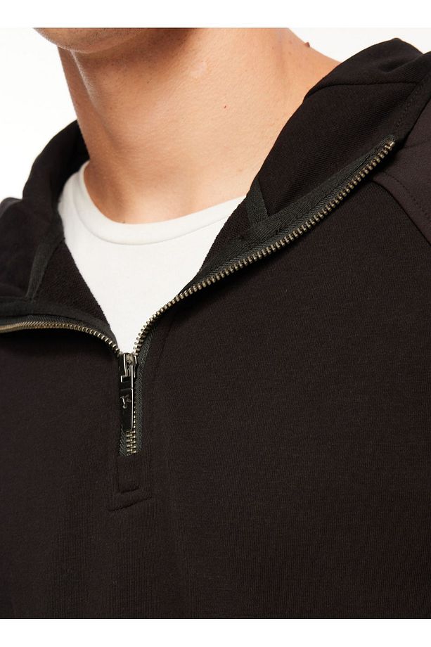 Kapüşon Yaka Düz Siyah Erkek Sweatshırt F3wm-swt129 - 5