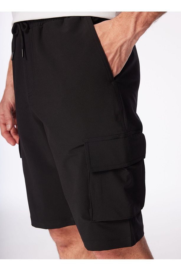 Siyah Erkek Lastikli Basic Su Itici - Bi Strech Bermuda Şort F4sm-sht 0265 - 6
