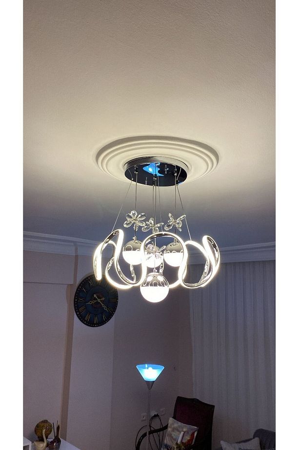 MODERN LED AVİZE 4 TOPLU KROM KAPLAMALI - 3