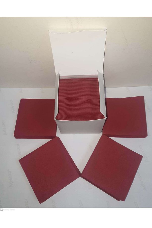 Bordo Kumaş Dokulu kare Peçete 20cm*20cm 50 li Paket - 1