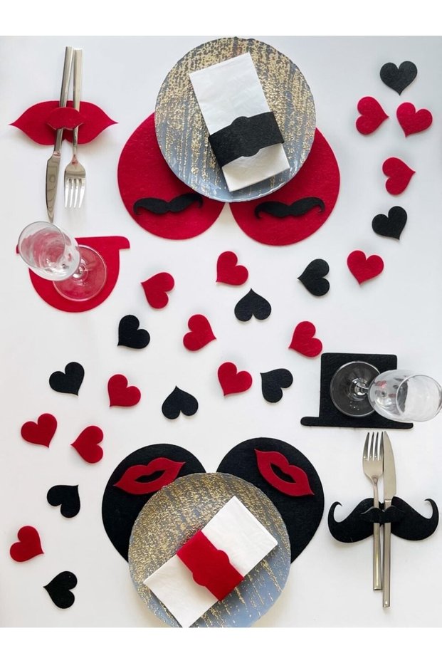 2-Piece Valentine's Day Special American Service Set 60 Pieces, Valentine's Day Table Decoration Presentation