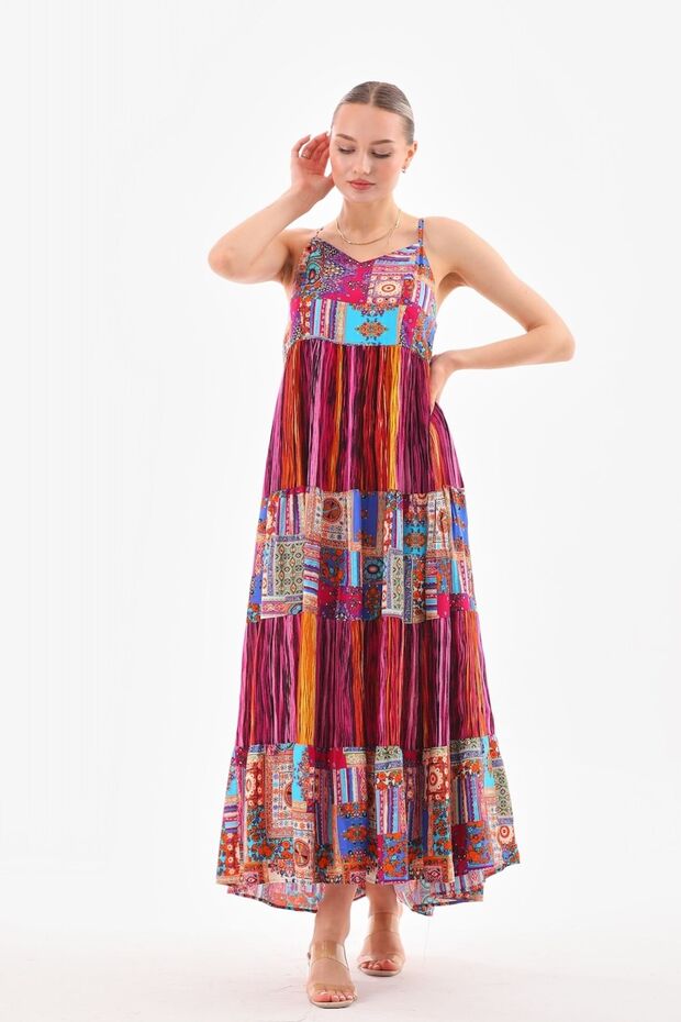 Rochie cu bretele patchwork - 2